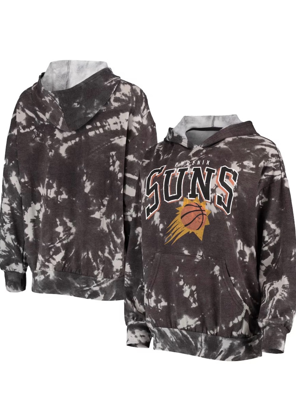 Phoenix Suns Tie-Dye Pullover Hoodie - Charcoal/White